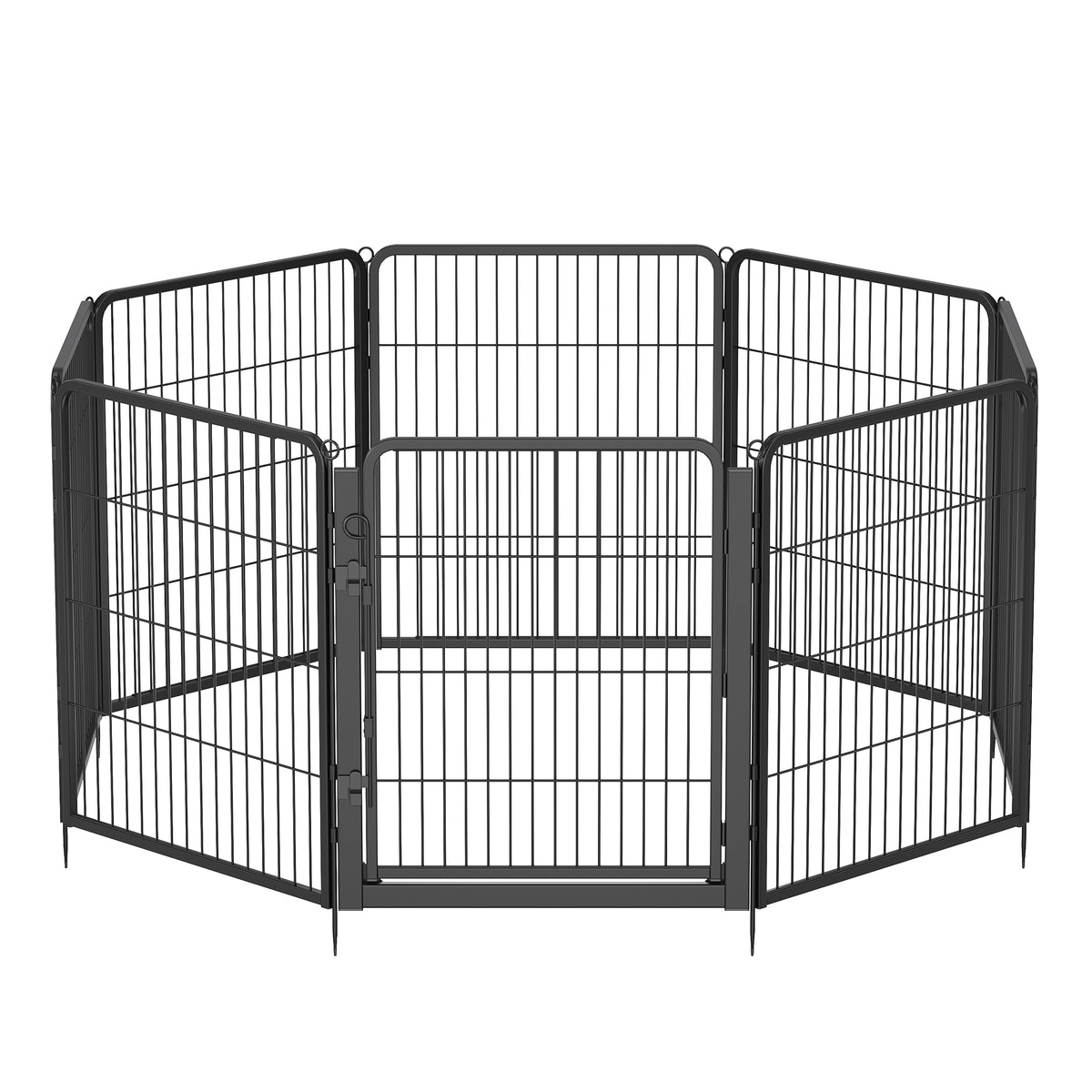 Dog Playpen, 8 Panels Heavy Duty Steel Pet Fence with Door, 66.9 x 66.9 x 31.5 inches, Black