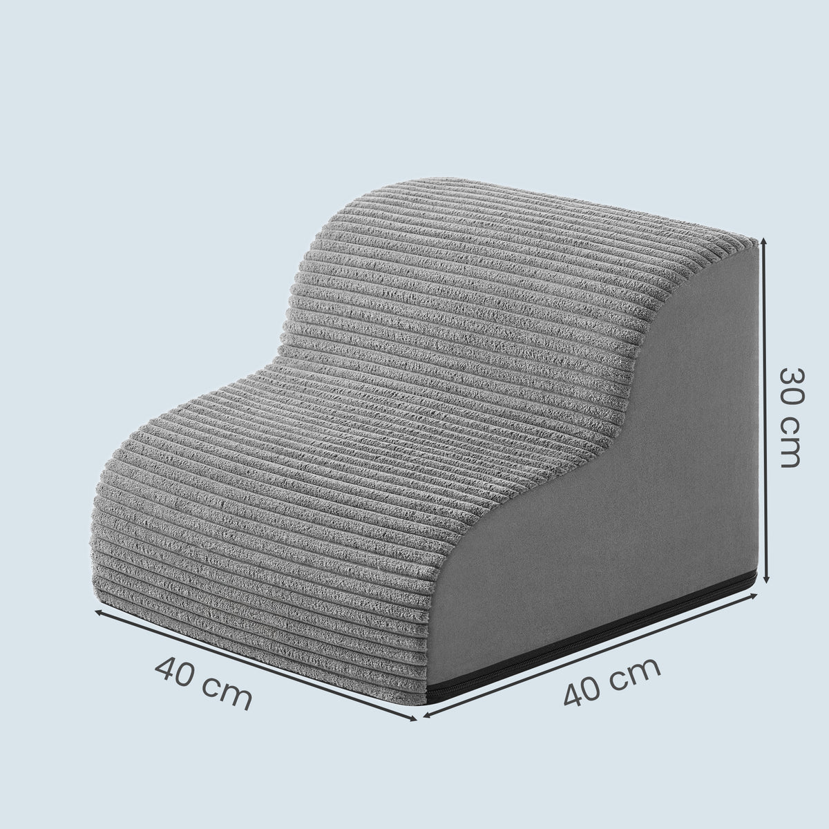 LEDREM 2-Step Dog Stairs, Anti-Slip Foam Pet Steps for Bed, 15.8 x 15.8 x 11.8 inches, Gray