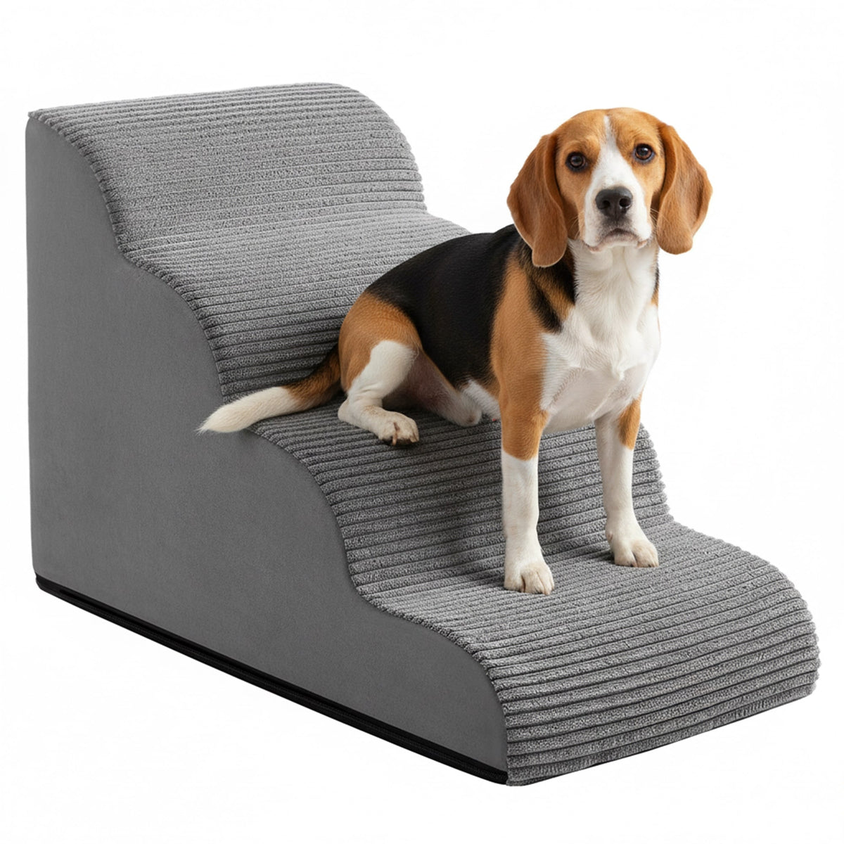 LEDREM 4-Step Dog Stairs, Anti-Slip Foam Pet Steps for Bed, 28.3 x 15.7 x 19.7 inches, Gray