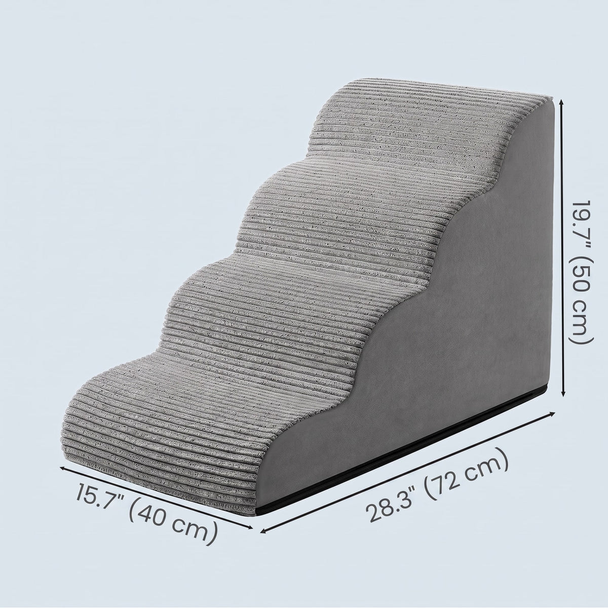 LEDREM 4-Step Dog Stairs, Anti-Slip Foam Pet Steps for Bed, 28.3 x 15.7 x 19.7 inches, Gray