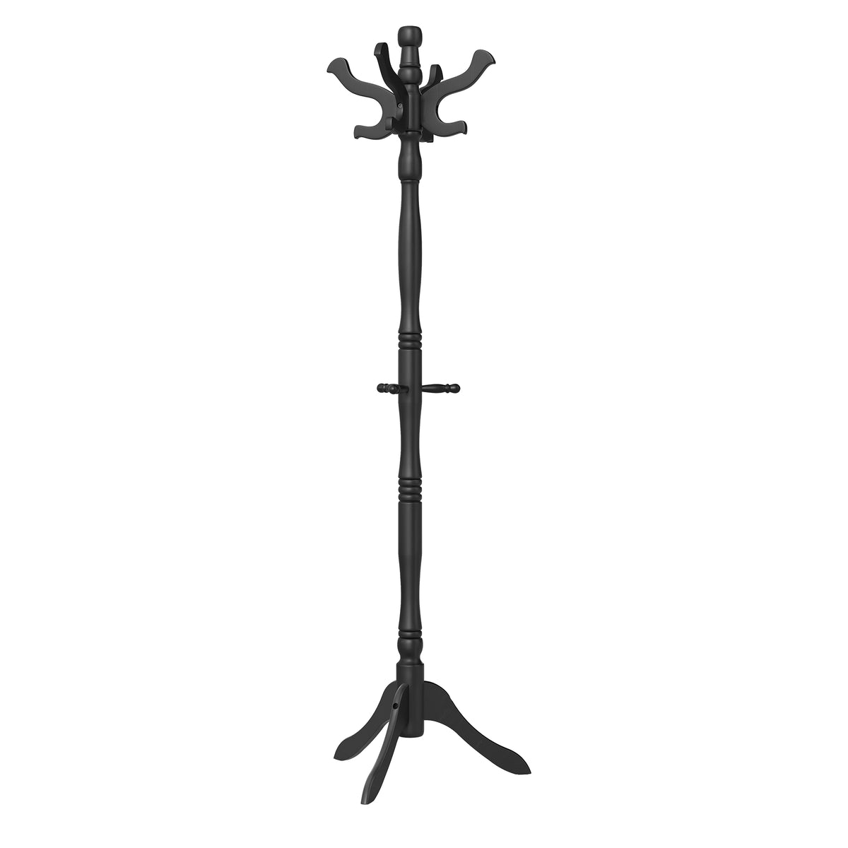 Solid Wood Coat Rack, Freestanding Hat Tree Stand with 9 Hooks, 20.5 x 17.8 x 70.9 inches, Black