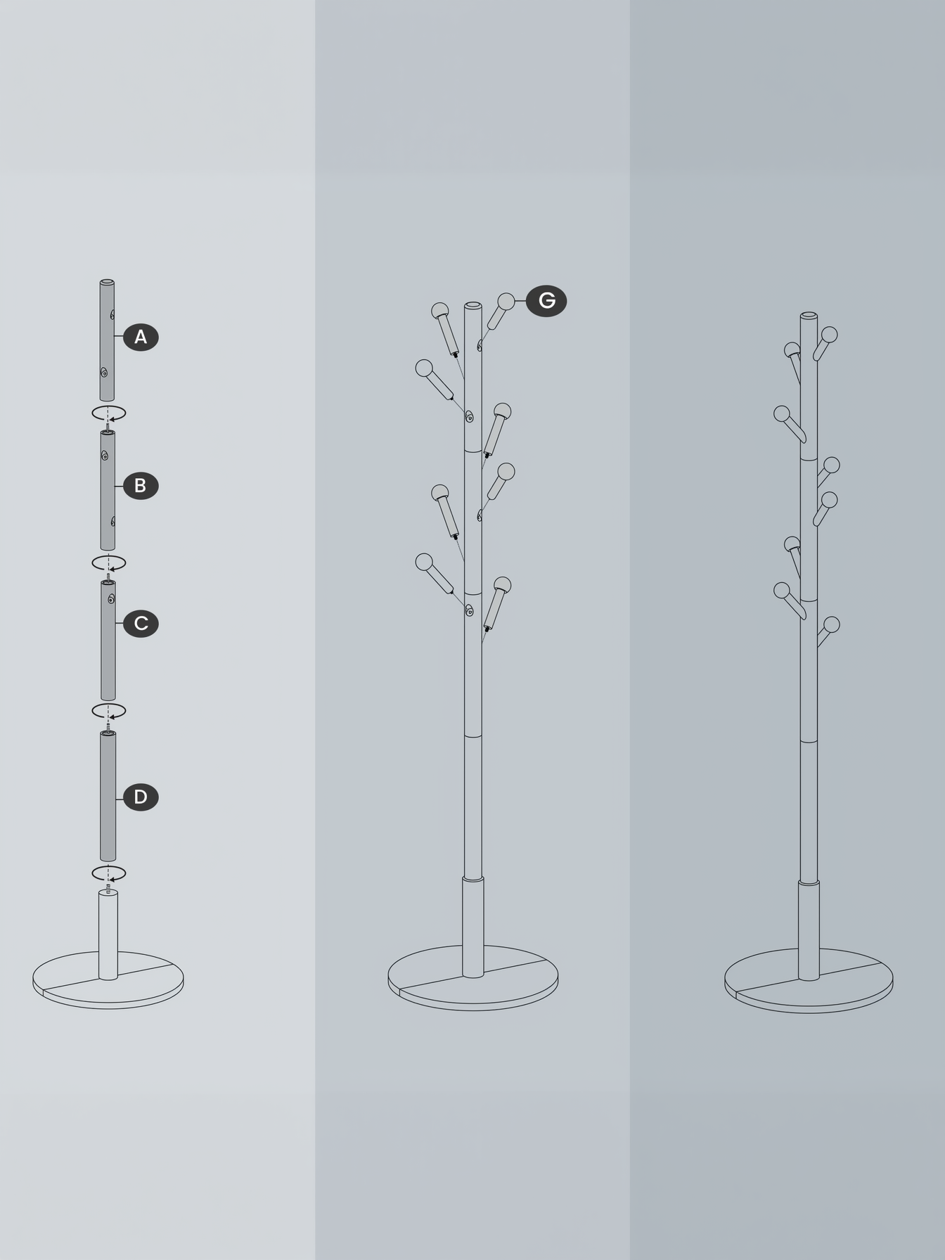 Solid Wood Coat Rack with 8 Hooks, Adjustable Height Free Standing Coat Tree for Entryway and Hallway, Rubberwood, Ink Black