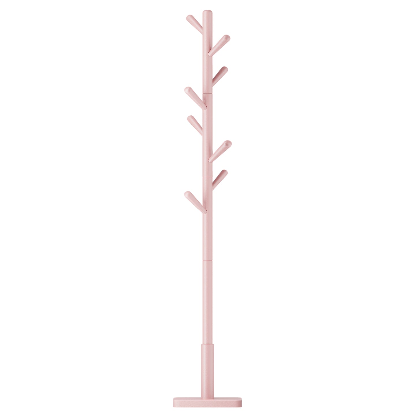 Wooden Clothes Rack with 8 Hooks, for Coats, Hats and Bags, Hallway Organizer, Rubberwood, Pink