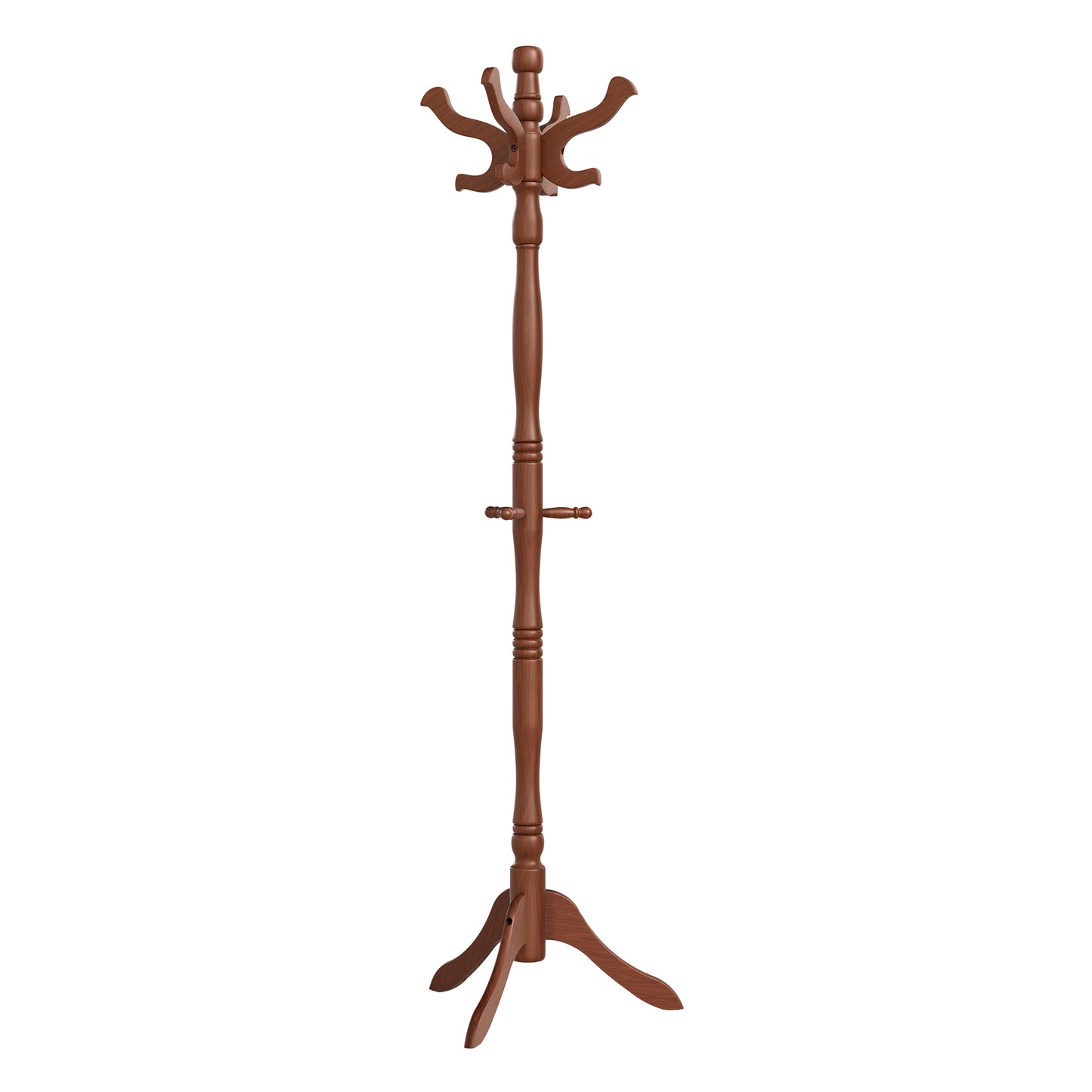 Solid Wood Coat Rack, Freestanding Hat Tree Stand with 9 Hooks, 20.5 x 17.8 x 70.9 inches, Tan