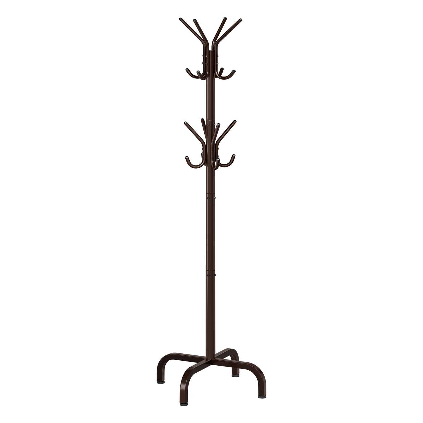 Coat Stand, Metal Coat Rack with 12 Hooks, 4 Legs, for Coats, Jackets, Hats, Bags, for Hallway Bedroom Office, Burgundy