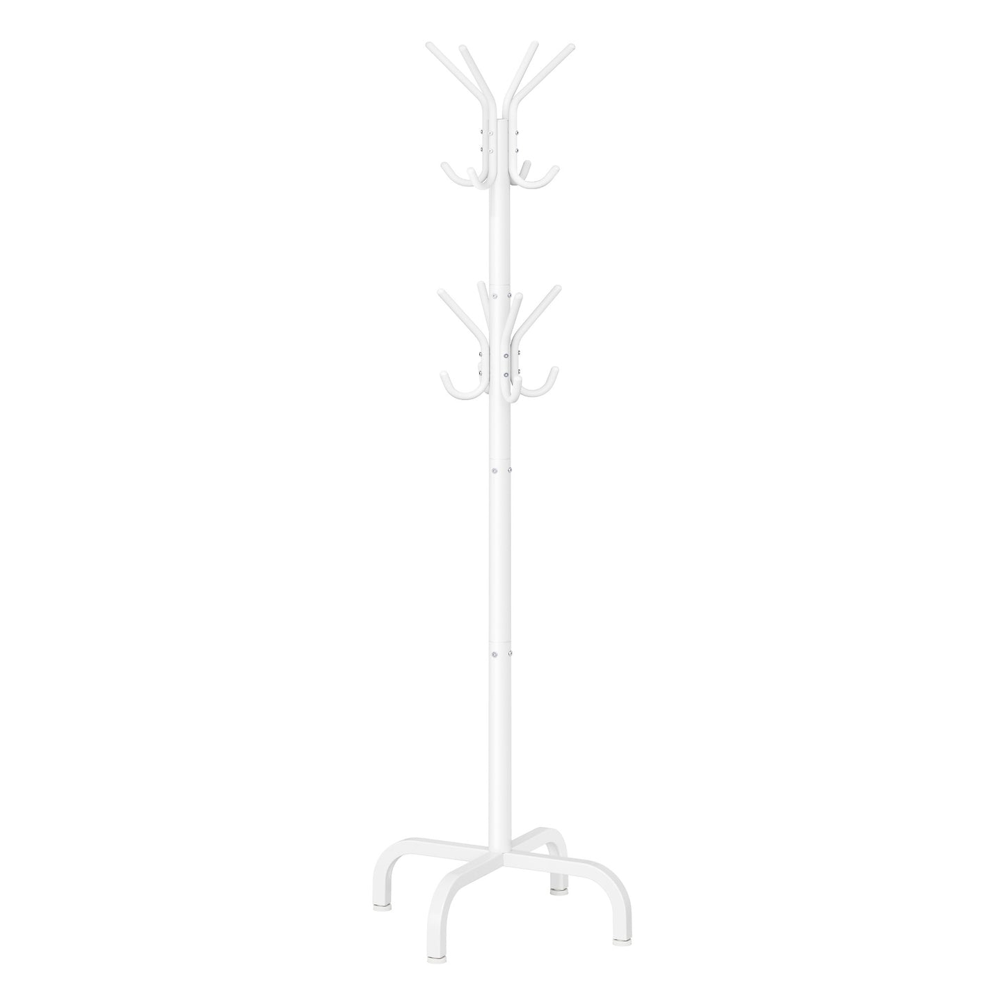 Coat Stand, Metal Coat Rack with 12 Hooks, 4 Legs, for Coats, Jackets, Hats, Bags, for Hallway Bedroom Office, White