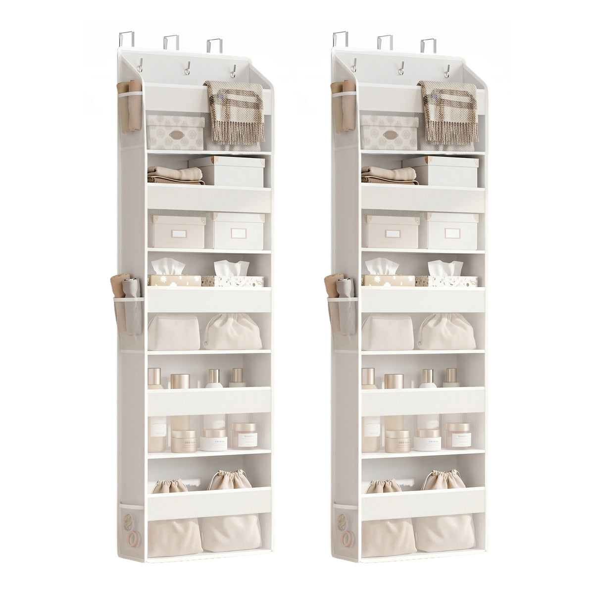 LEDREM Over the Door Organizer, 5-Tier Hanging Closet Shelf with Clear Pockets, 55.1 x 15.7 x 5.9 Inches, White
