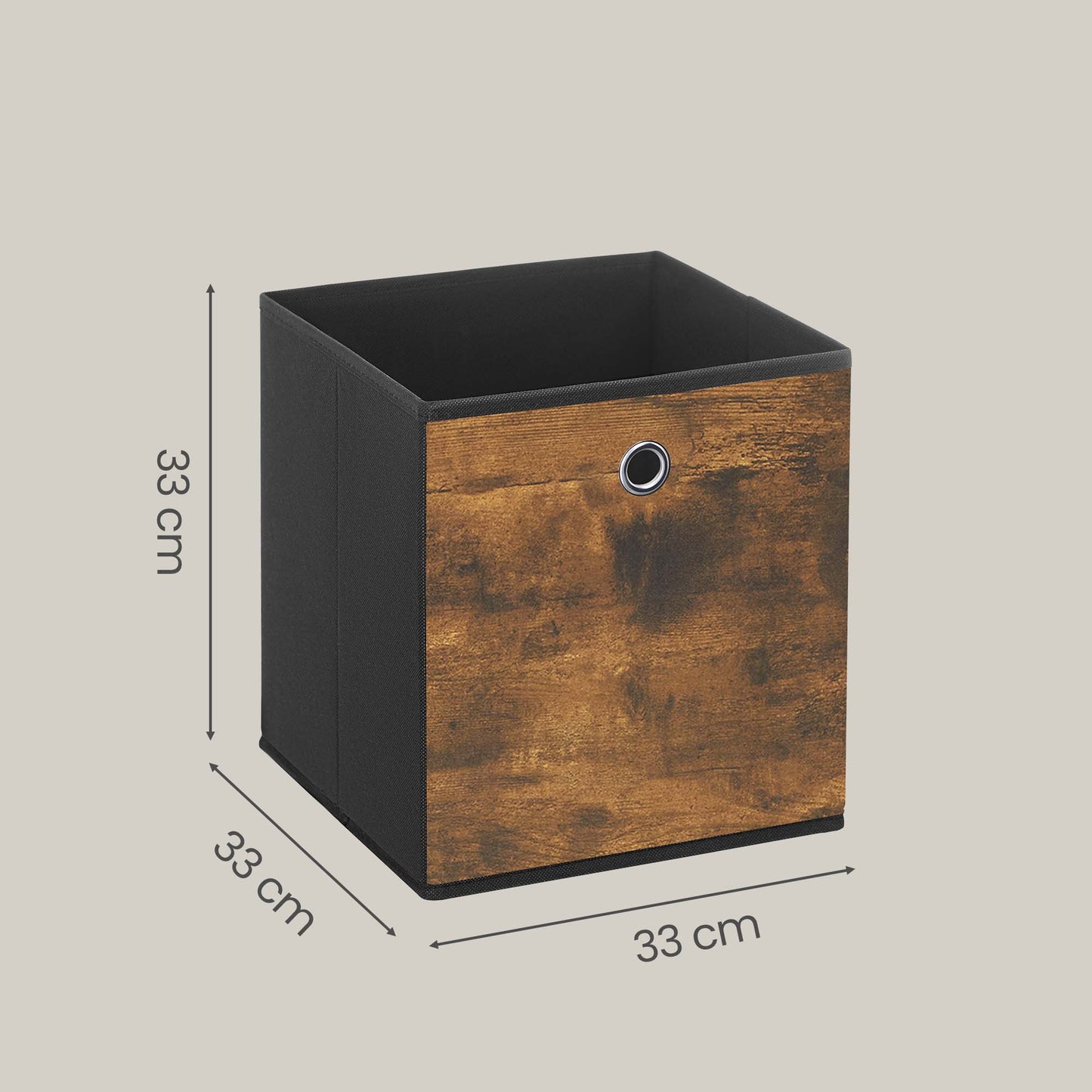 Set of 6 Foldable Fabric Storage Cubes, 13 Inch Collapsible Storage Bins with Handles for Cube Shelves, Rustic Brown