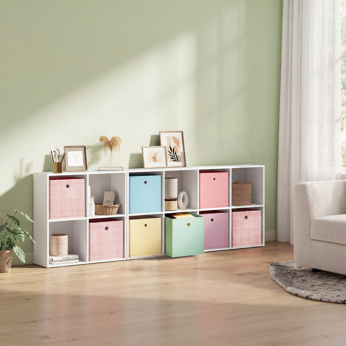 LEDREM Storage Cubes Set of 6, Odorless Foldable Fabric Bins, 11.8 x 11.8 x 11.8 Inches, Colorful