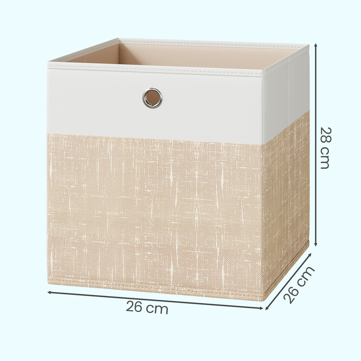 LEDREM Storage Cubes Set of 6, Foldable Non-Woven Fabric Closet Organizer Bins with Handles, 10.2 x 10.2 x 11 Inches, Beige
