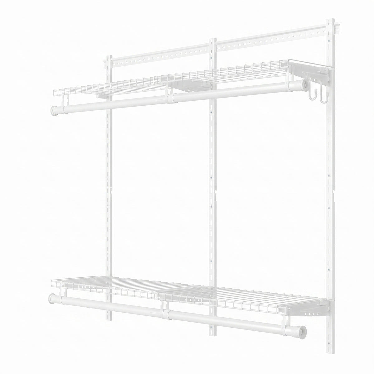 LEDREM Adjustable Wall-Mounted Closet System, Steel Organizer with 4 Rods and Shelves, 72 x 12.8 x 48.3 Inches, White