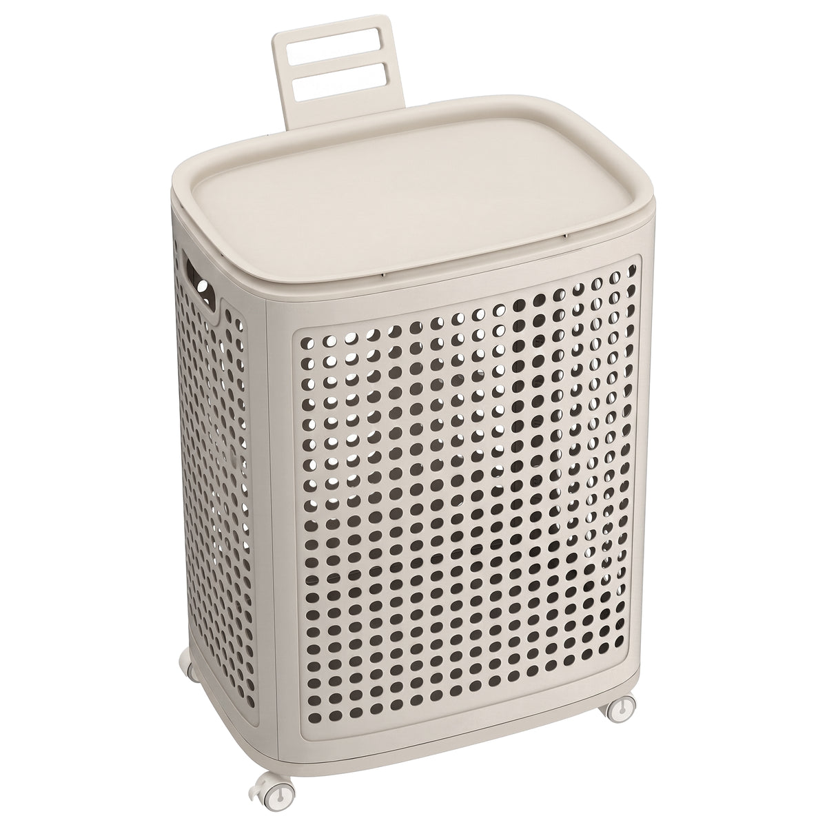 Laundry Hamper with Wheels, Plastic Laundry Basket, 19.8 Gal Slim Storage Bin, for Bathroom Bedroom, Cappuccino Beige