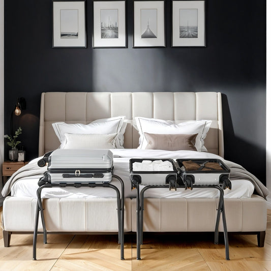 2-Pack Foldable Guest Room Luggage Racks, Steel Suitcase Stand with PP Feet, Space-Saving Design for Bedroom，Hotel, Black
