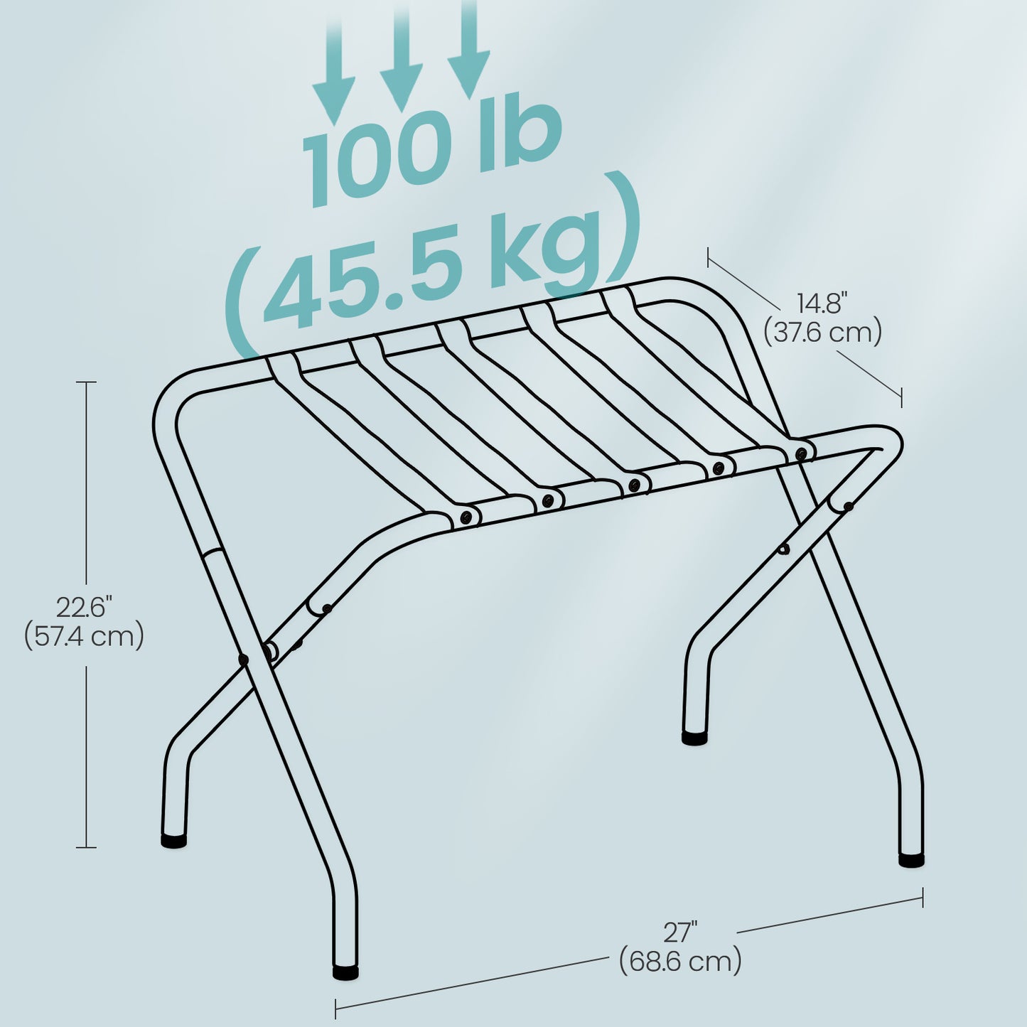 2-Pack Foldable Guest Room Luggage Racks, Steel Suitcase Stand with PP Feet, Space-Saving Design for Bedroom，Hotel, Black