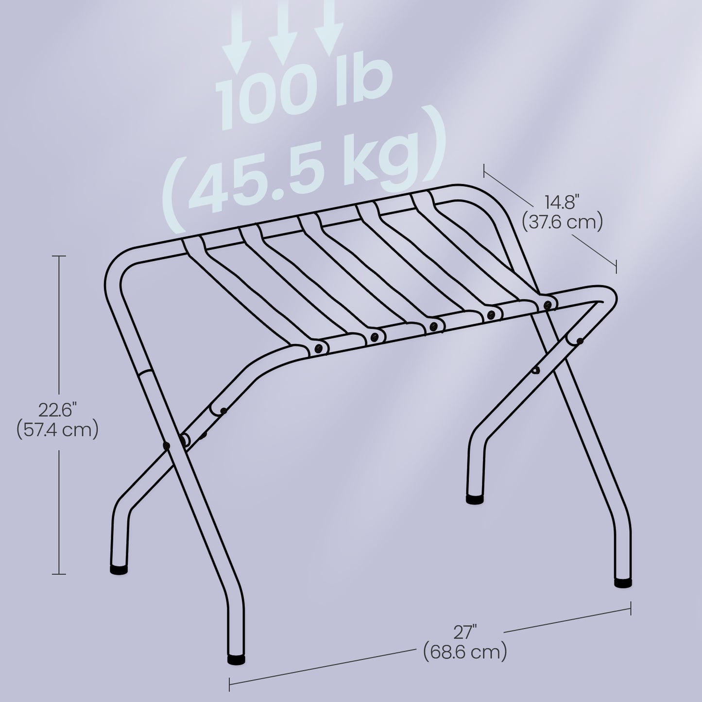 Luggage Rack, Pack of 2, Foldable Suitcase Stand for Guest Room & Bedroom, Steel Frame, Space-Saving Storage, Gray