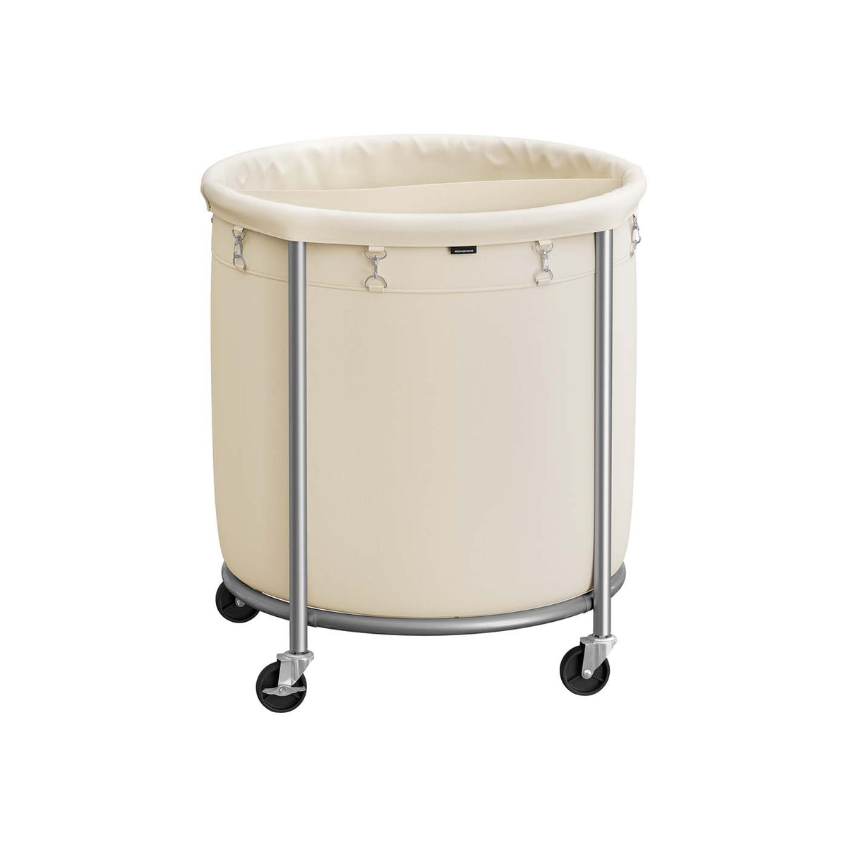 LEDREM Rolling Laundry Basket with Wheels, Laundry Hamper, 4 Casters and 2 Brakes, Cream White