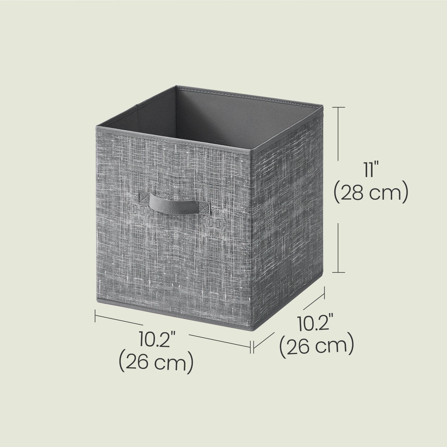 Set of 10 Foldable Fabric Storage Cubes, 10.2 Inch Closet Organizer Bins with Handles for Shelves, Cattail Gray