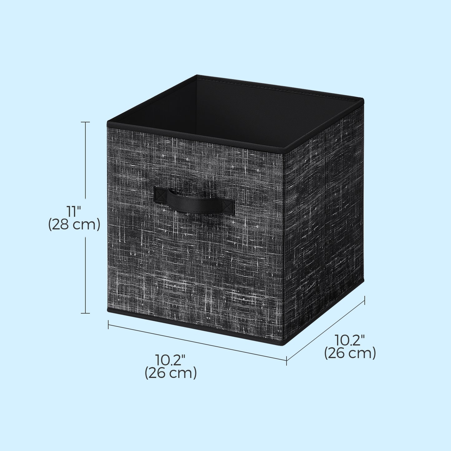 Set of 8 Foldable Storage Cubes, 10.2" Fabric Bins with Handles for Shelves, Closet Organizers for Clothes and Toys, Ink Black