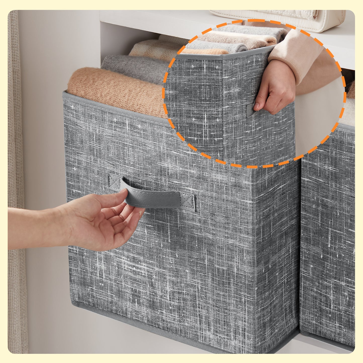 Set of 8 Foldable Storage Cubes, 10.2" Non-Woven Fabric Bins with Handles for Shelves and Closet Organizers, Cattail Gray