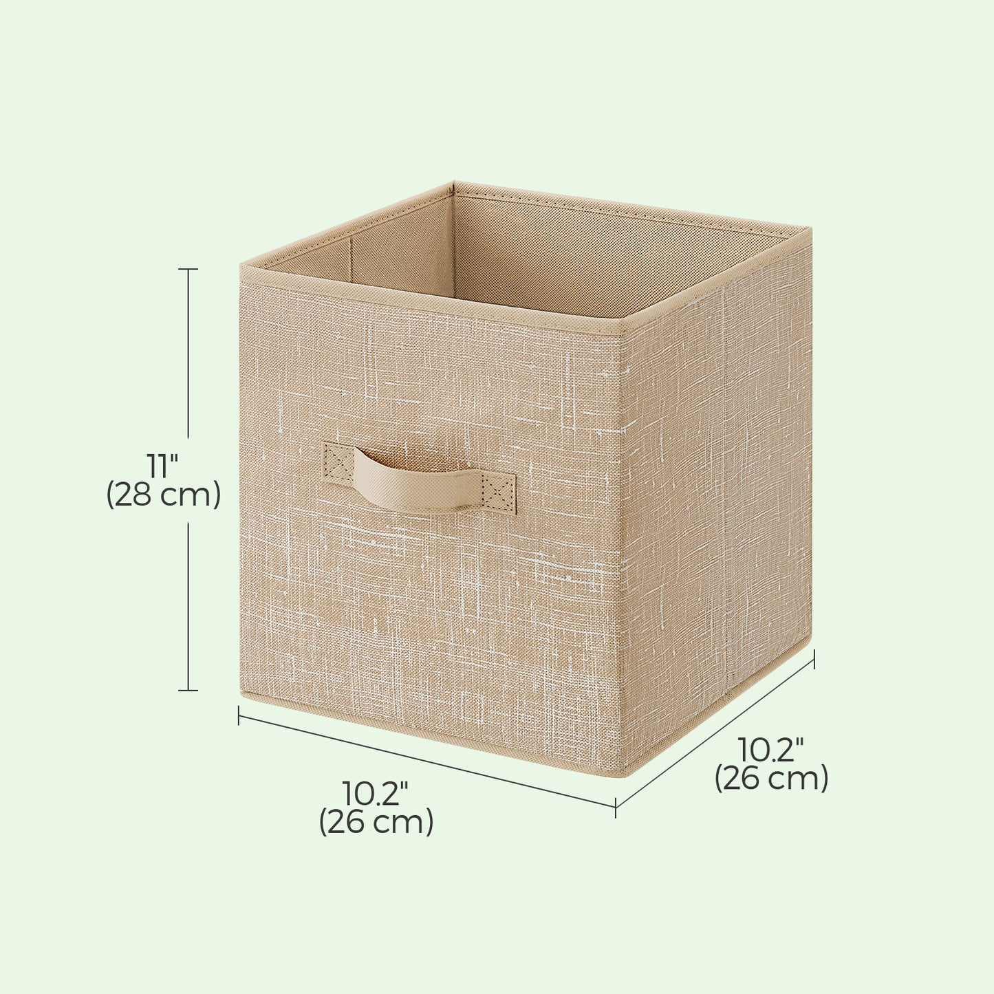 Set of 8 Foldable Storage Cubes, 10.2" Fabric Bins with Handles for Closet Organizers and Shelves, Sand Beige