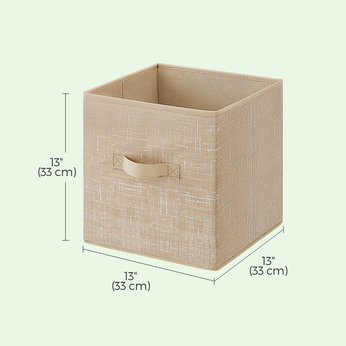 LEDREM Set of 8 Non-Woven Fabric,PP Plastic Storage Cubes, 13x13x13in Foldable Bins with Handles, for Closet Shelves, Beige