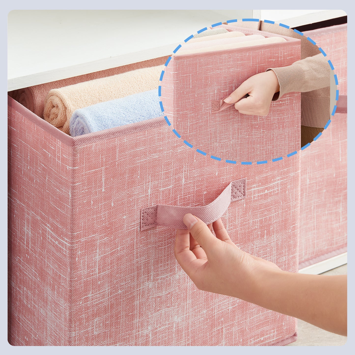 Set of 8 Foldable Fabric Storage Cubes, 13-Inch Closet Organizer Bins with Handles for Shelves, Jelly Pink