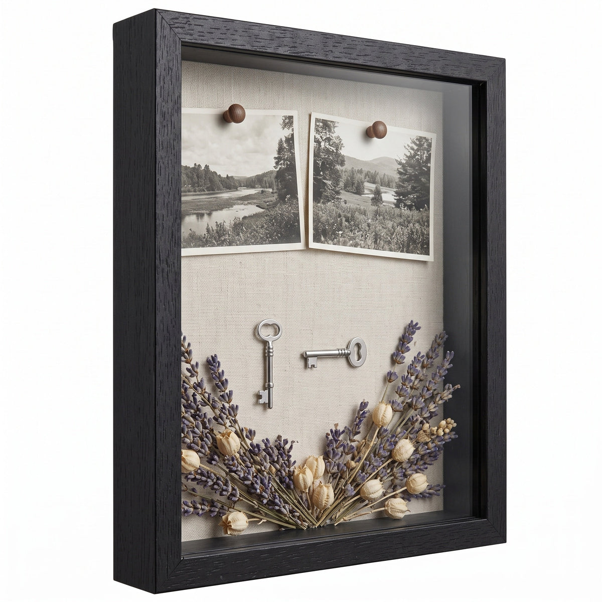 LEDREM Shadow Box Frame 1.6-Inch Deep Display Case with Glass Front 8 x 10 Inches Ash Black