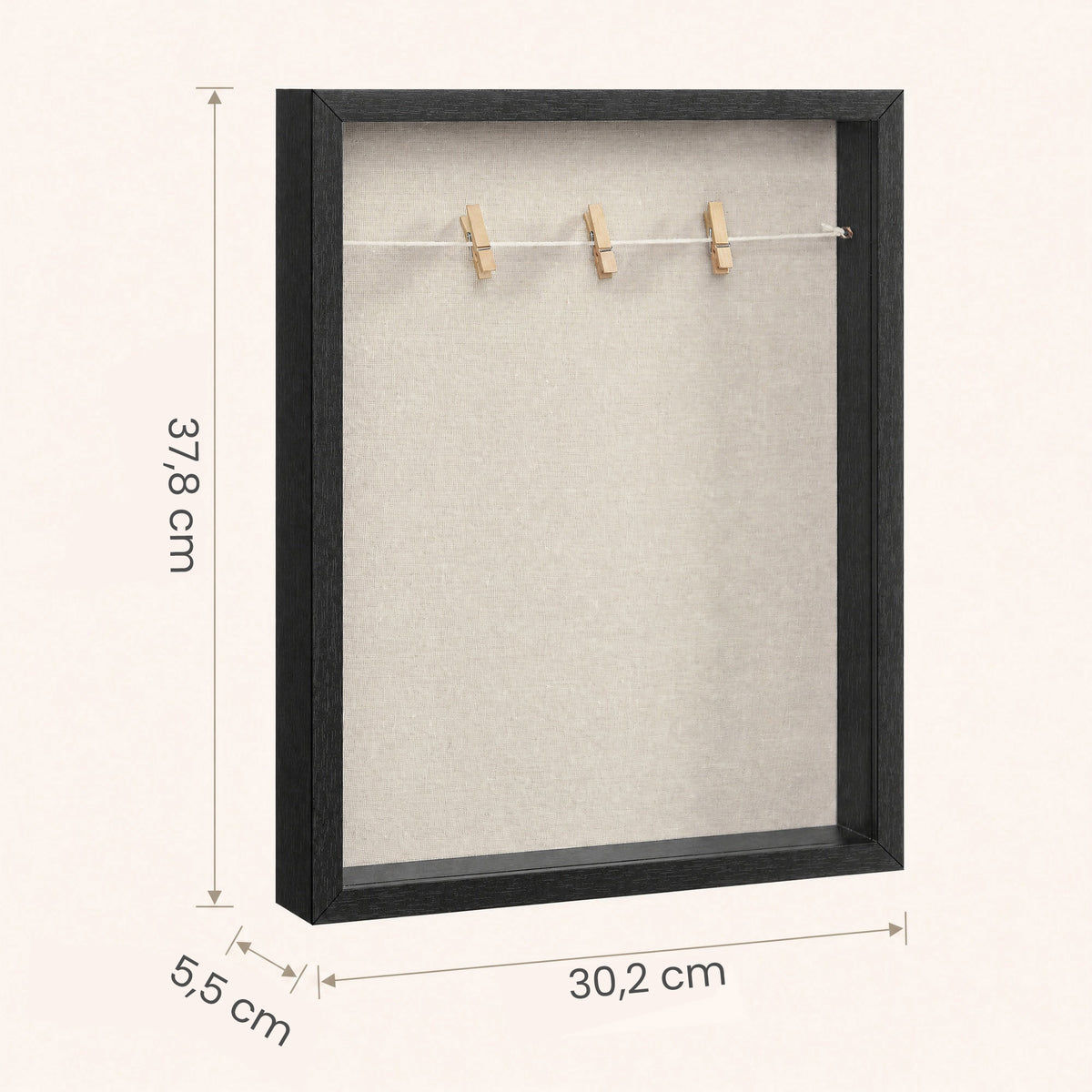LEDREM Shadow Box Frame 2.2-Inch Deep Display Case with Top Slot and Glass Front 11.9 x 14.9 Inches Black and White
