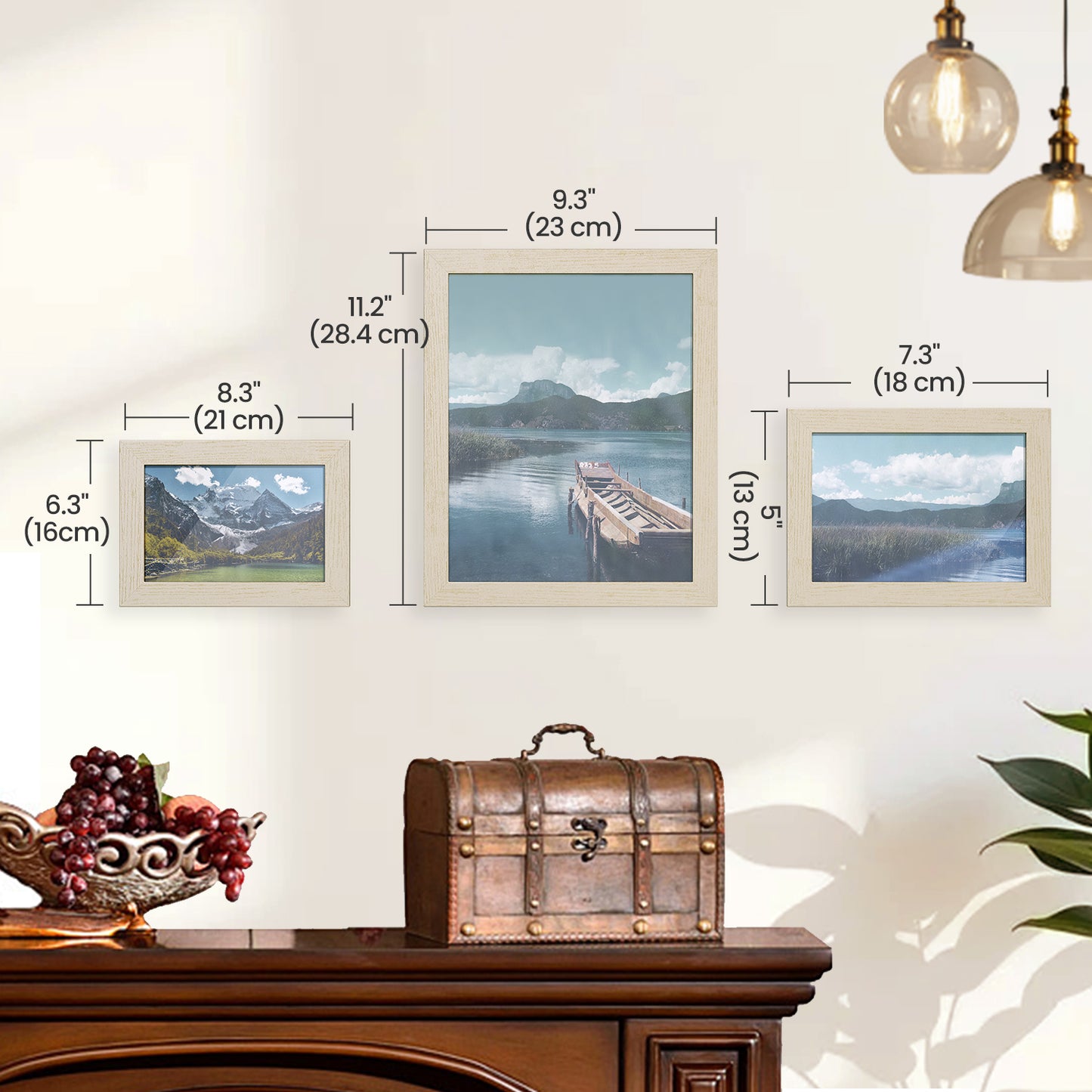 Collage Picture Frames Set of 10, Two 8x10, Four 5x7, Four 4x6, Wall or Table Display Photo Frames for Gallery Decor and Gifts, Natural Beige
