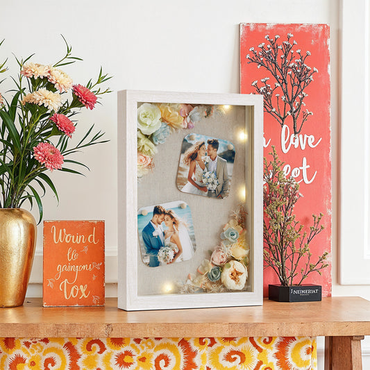 LEDREM Collage Picture Frame - 3 Mats Included, Multi-Size Photo Display, Shadow Box, Wall or Tabletop, Easy Installation, Rustic White