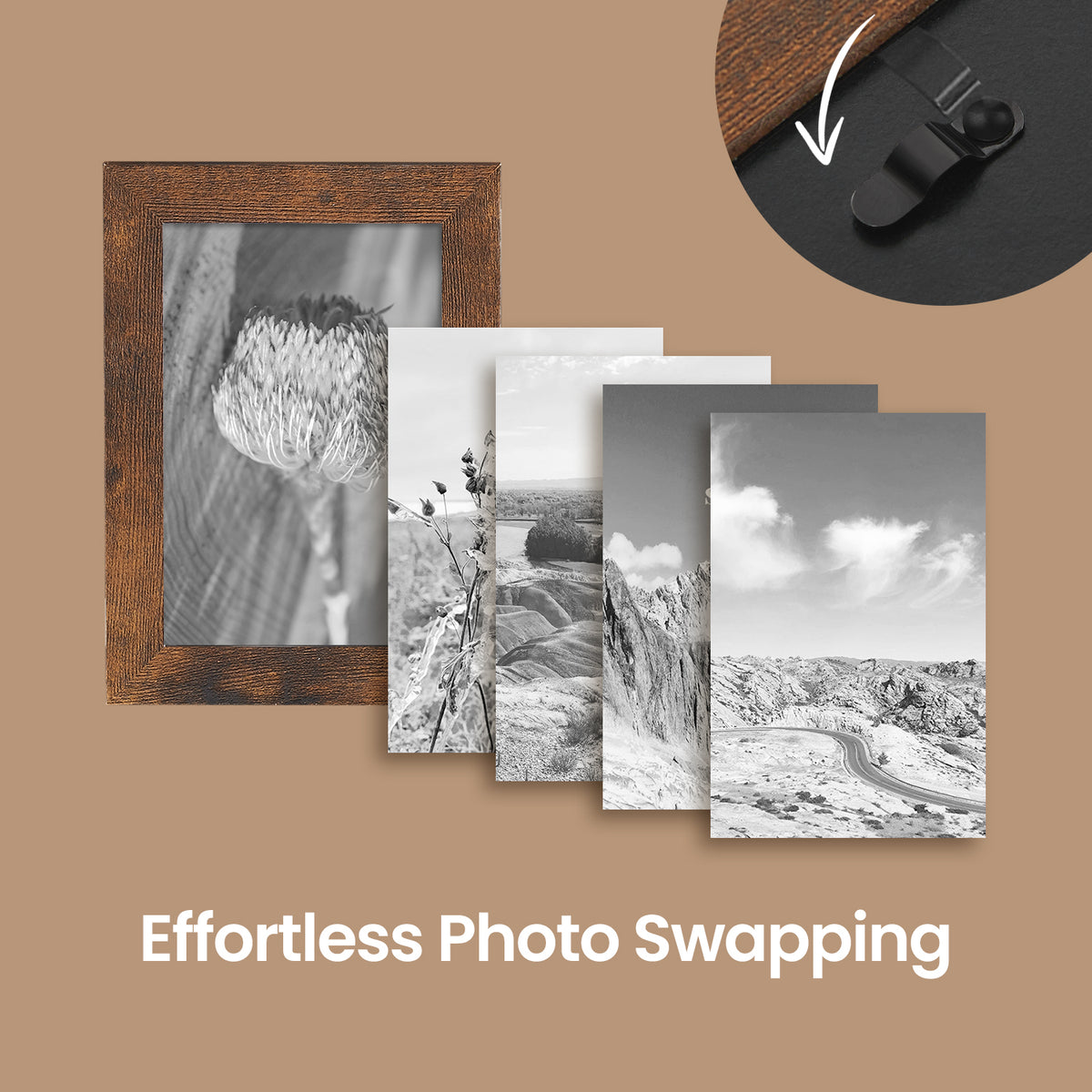 LEDREM Wall-Mounted Photo Frame Collage for 12 Pictures, Glass and MDF Frames, Family Photo Display Set, Rustic Brown