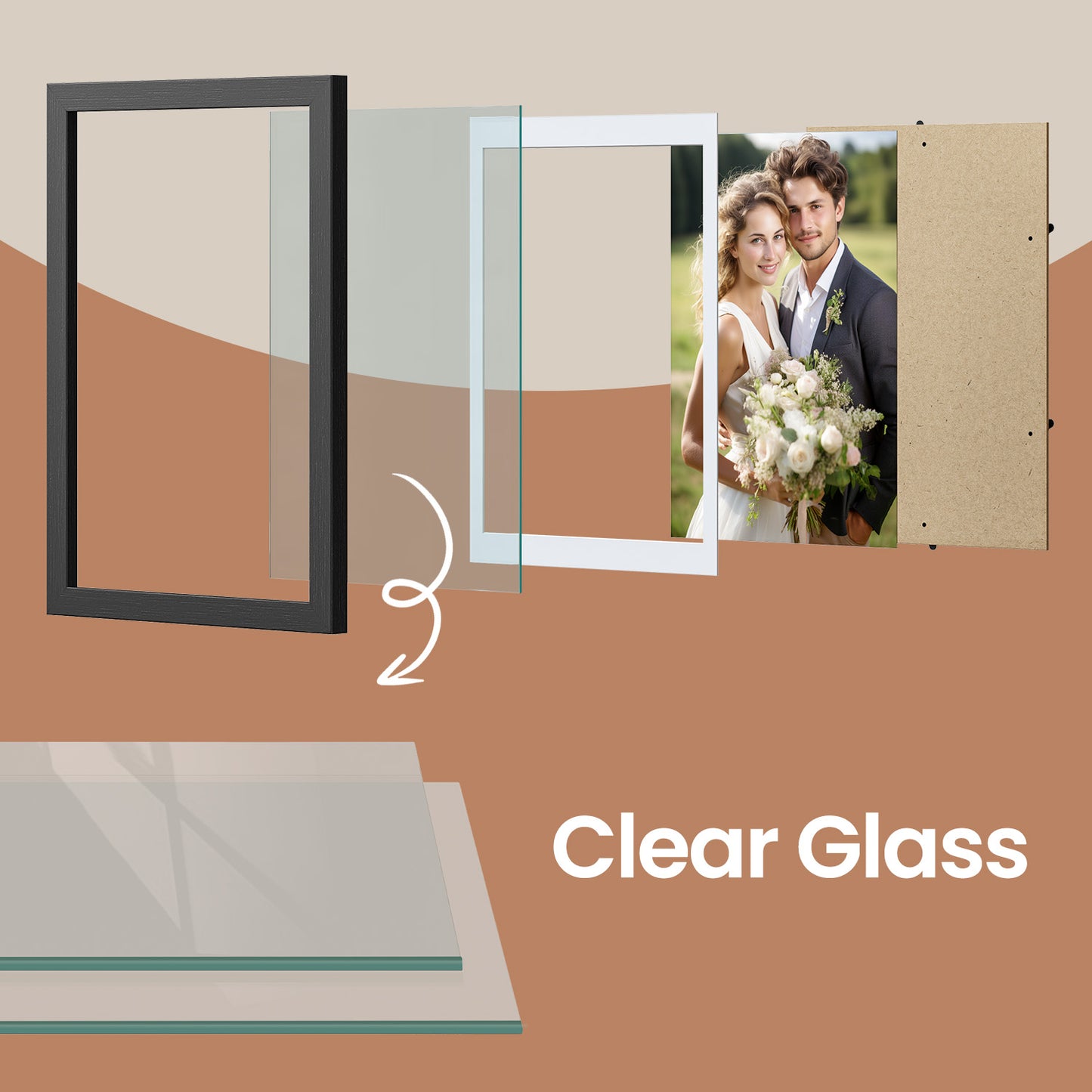 LEDREM Set of 2 A4 Collage Frames - 6 Mats Included, Multi-Photo Display, Glass Front, Wall/Desk Decor, Easy Installation, Ash Black