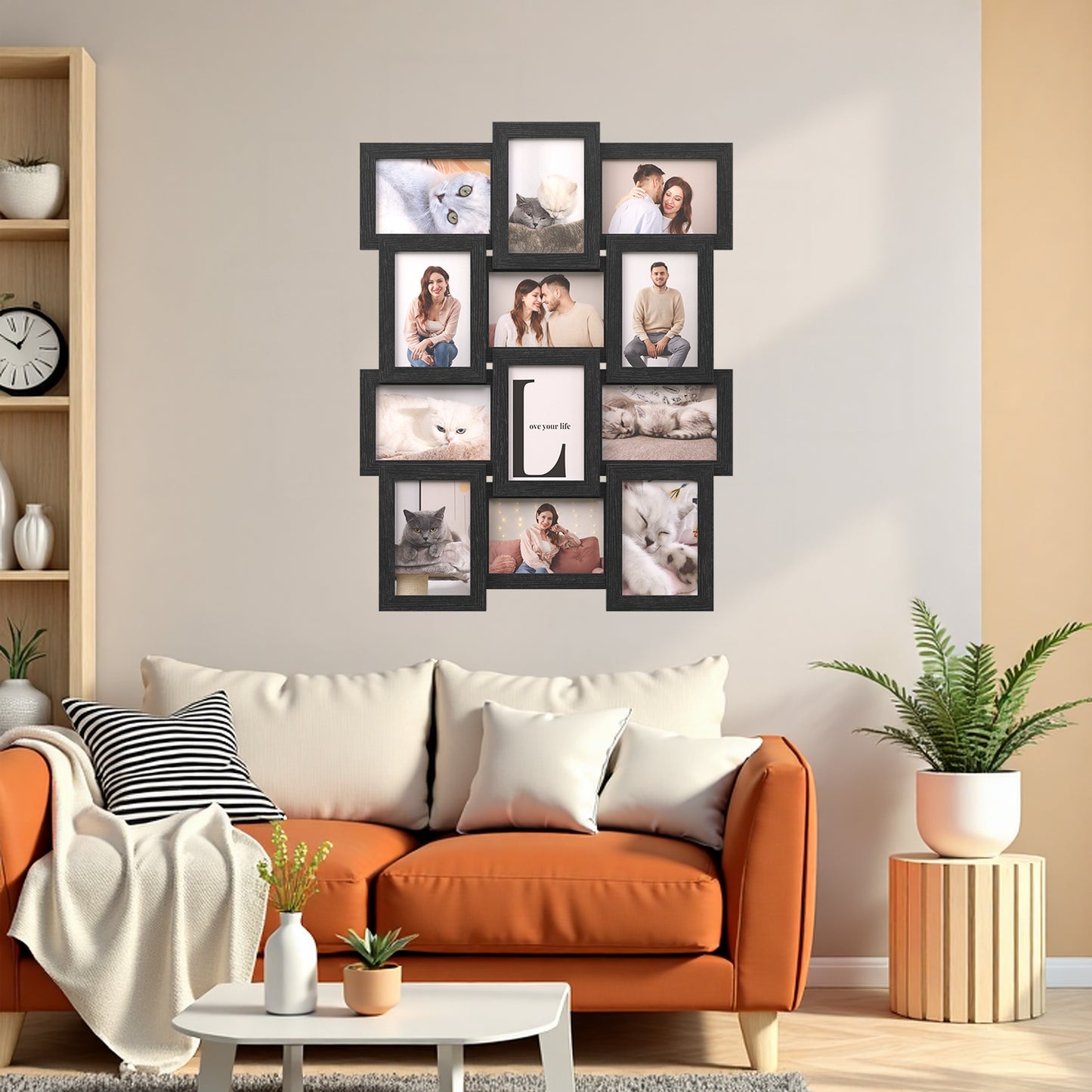 12-Piece Collage Picture Frame Set for Wall, 4x6 Photo Display with Hanging Kit, Easy-Assembly Gallery Wall Decor, Black