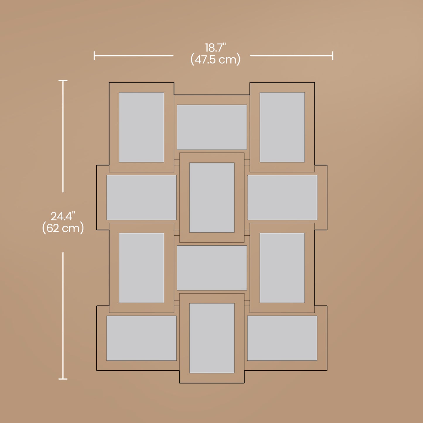 12-Pack 4x6 Wall Collage Frames - Multi-Photo Gallery Display with Glass Front, Easy Assembly Home Decor, Rustic Brown