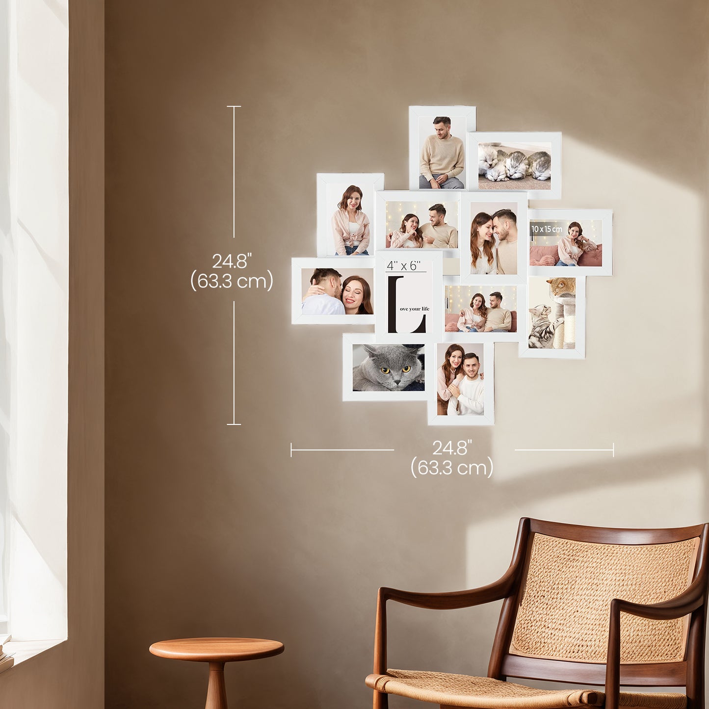 12-Pack 4x6 Wall Photo Collage Frames - Multi-Picture Display with Glass Front, Easy Assembly Gallery Wall Decor, Cloud White