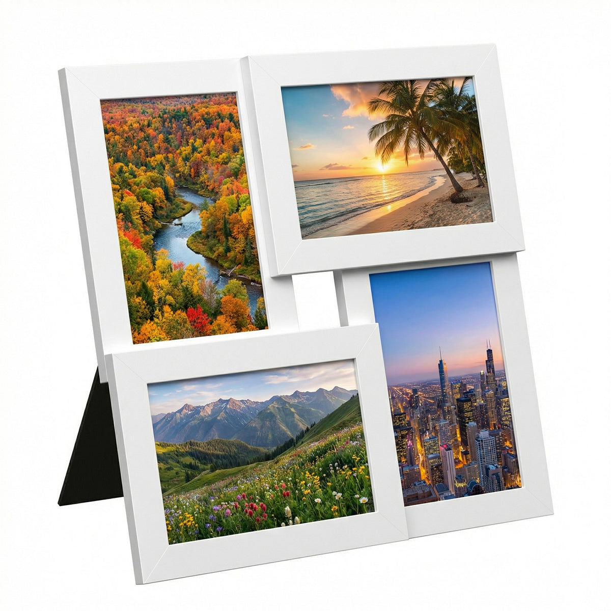 LEDREM Wooden Collage Picture Frame with Glass, Wall and Tabletop Display, 4 x 6 inches, Matte White