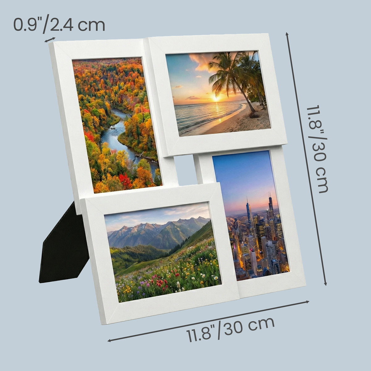 LEDREM Wooden Collage Picture Frame with Glass, Wall and Tabletop Display, 4 x 6 inches, Matte White