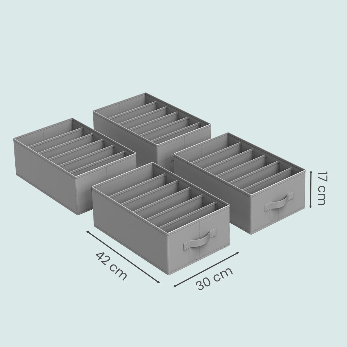 LEDREM Set of 4 Wardrobe Clothes Organizers, 7-Compartment Foldable Drawer Organizers, Gray