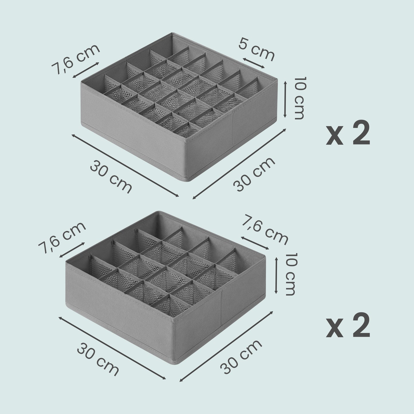 4 Pack Drawer Organizers with 80 Cells, Foldable Dividers for Socks, Underwear, Ties and Belts, 11.8 x 11.8 Inch, Dove Gray