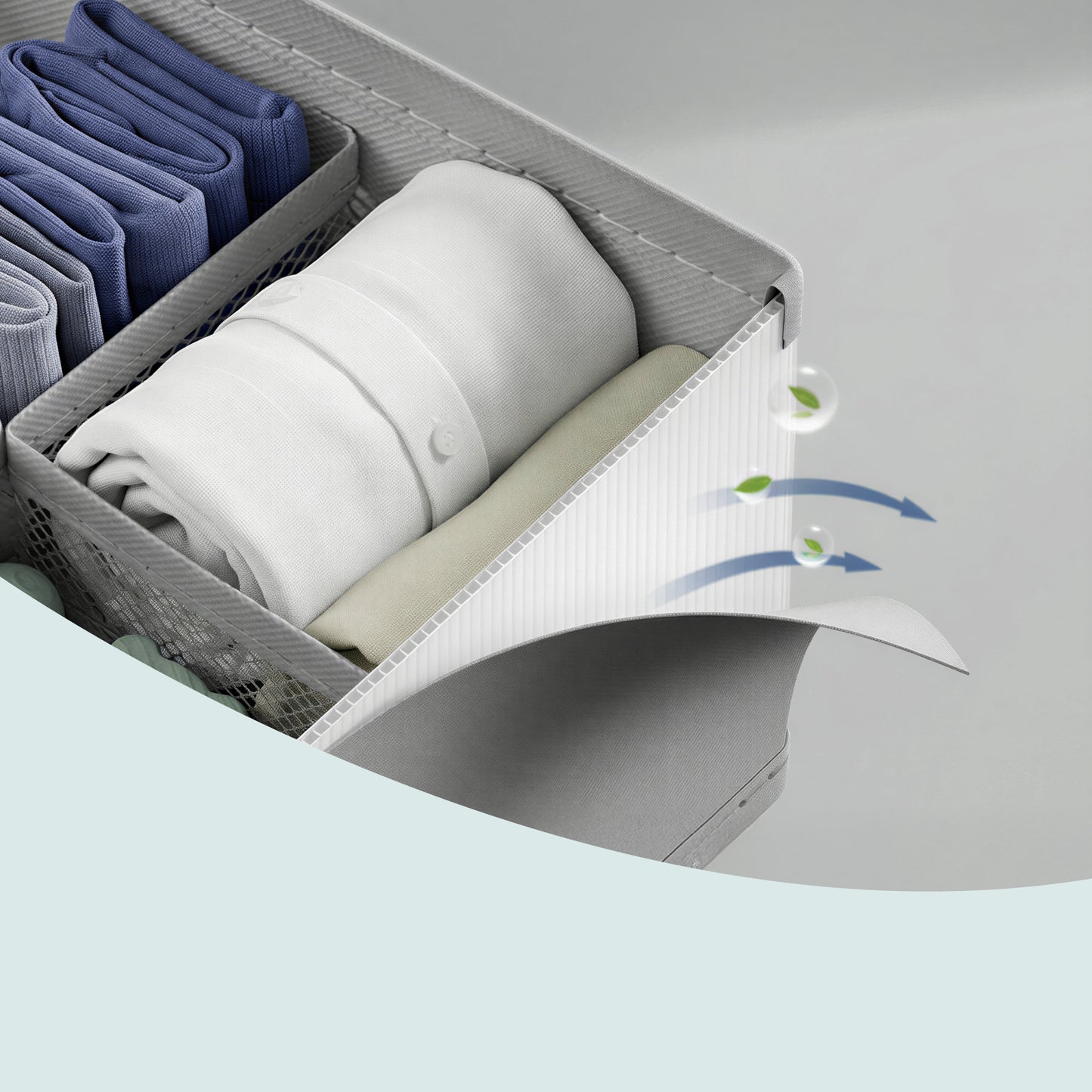 4 Pack Drawer Organizers with 80 Cells, Foldable Dividers for Socks, Underwear, Ties and Belts, 11.8 x 11.8 Inch, Dove Gray