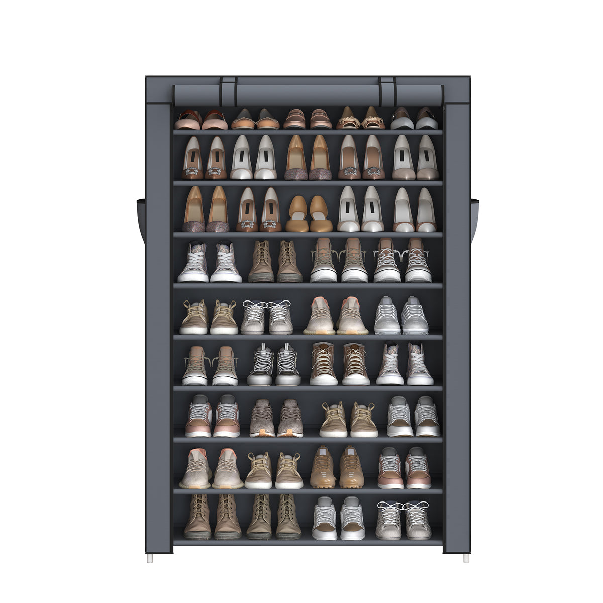 LEDREM 10-Layer Shoe Storage Cabinet, Dustproof Shoe Rack, Holds 40-50 Pairs, for Hallway, Living Room, Grey