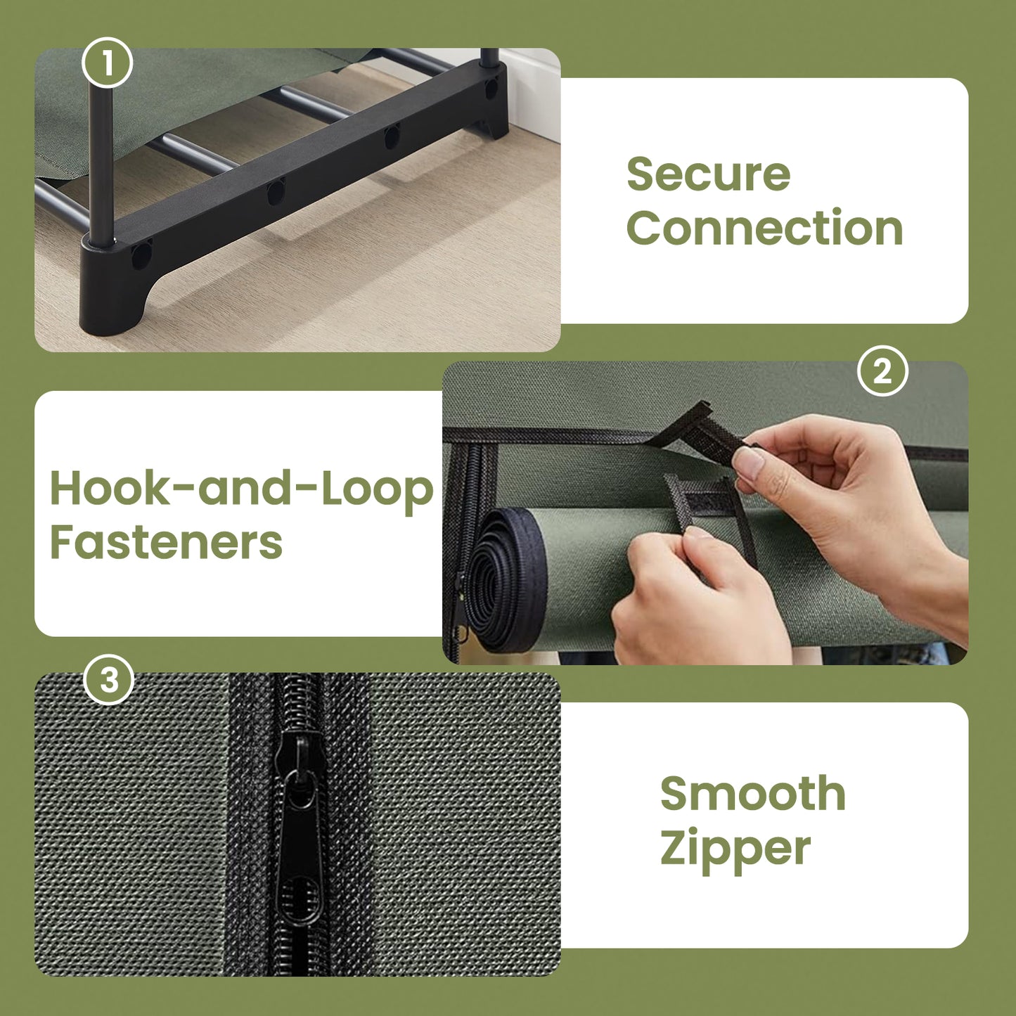 Portable Closet Wardrobe with Cover, 2 Rods & 2 Shelves Freestanding Fabric Clothing Organizer for Bedroom, No-Tool Assembly, Black