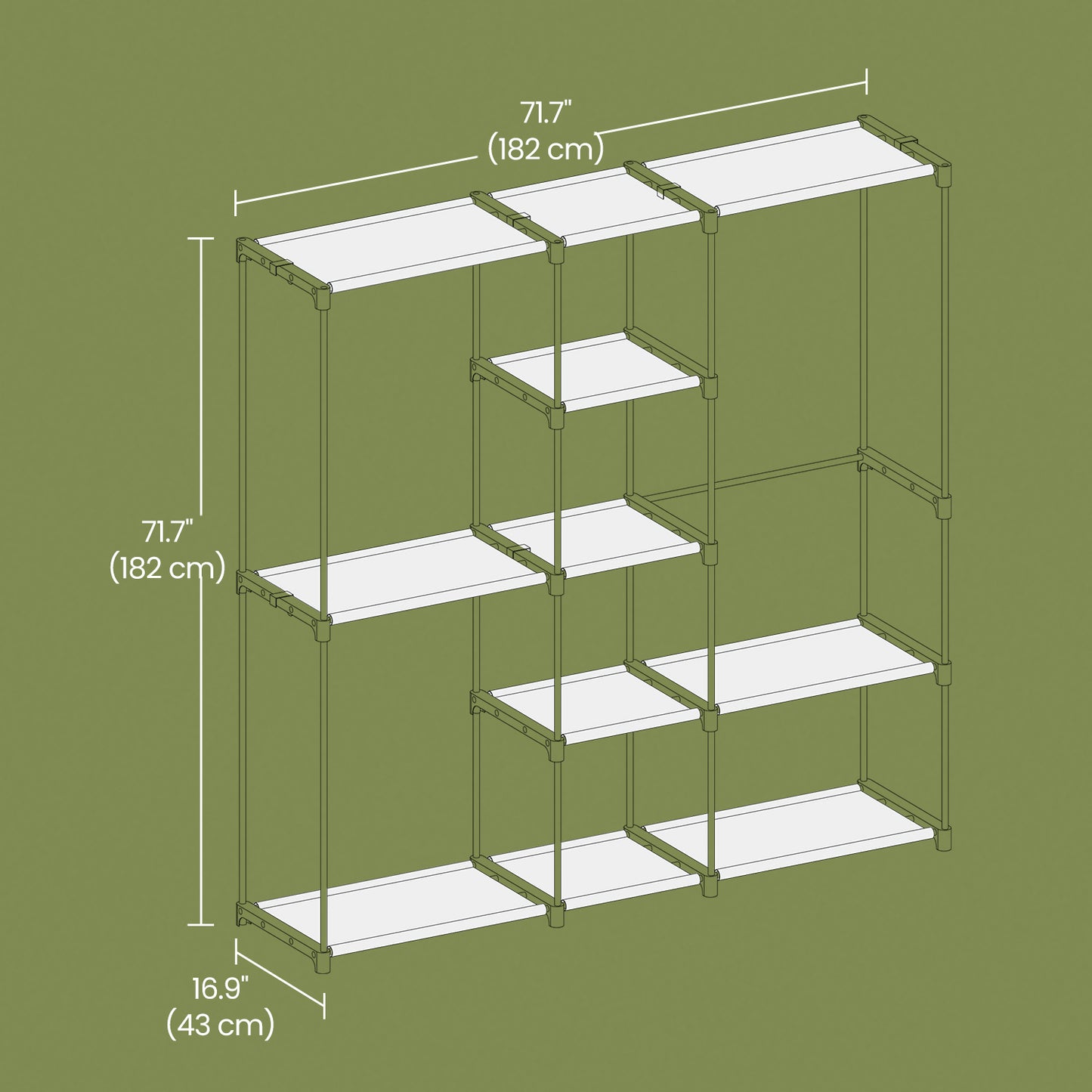 Freestanding Closet Organizer with Shelves & Hanging Rods, Portable Wardrobe for Bedroom/Cloakroom, 4-Tier Storage Rack, Easy Tool-Free Assembly,Black