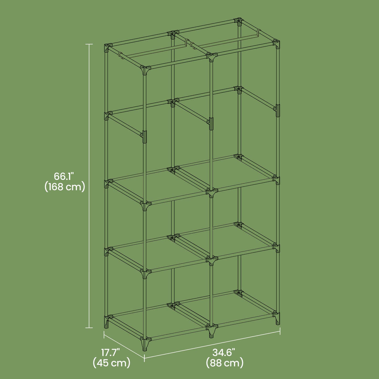 Large Capacity Wardrobe Closet Organizer with Hanging Rod & Shelves, Fabric Storage Cabinet with Cover for Bedroom/Living Room, Easy Assembly,Dark Blue