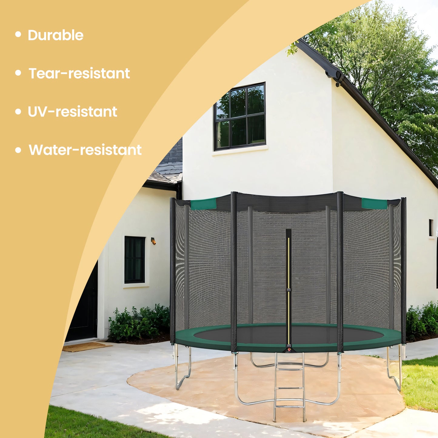 12 ft Trampoline Safety Pad, UV & Water Resistant PVC Cover, 5/8” Thick Spring Protection, Standard Round Mat, Dark Green