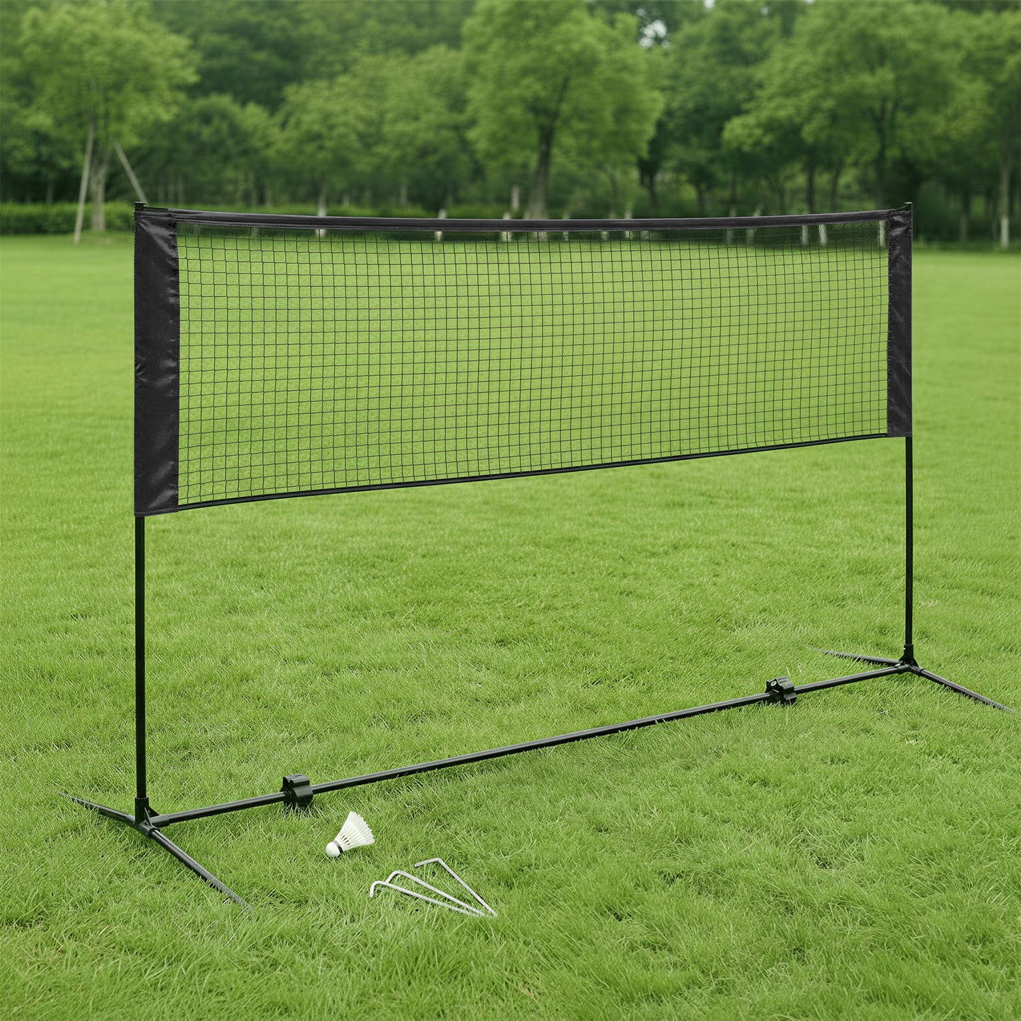 Adjustable Height Multi-Sport Net for Badminton, Pickleball, Volleyball & Junior Tennis, Portable Foldable Design with Carry Bag, 10ft Wide, Black