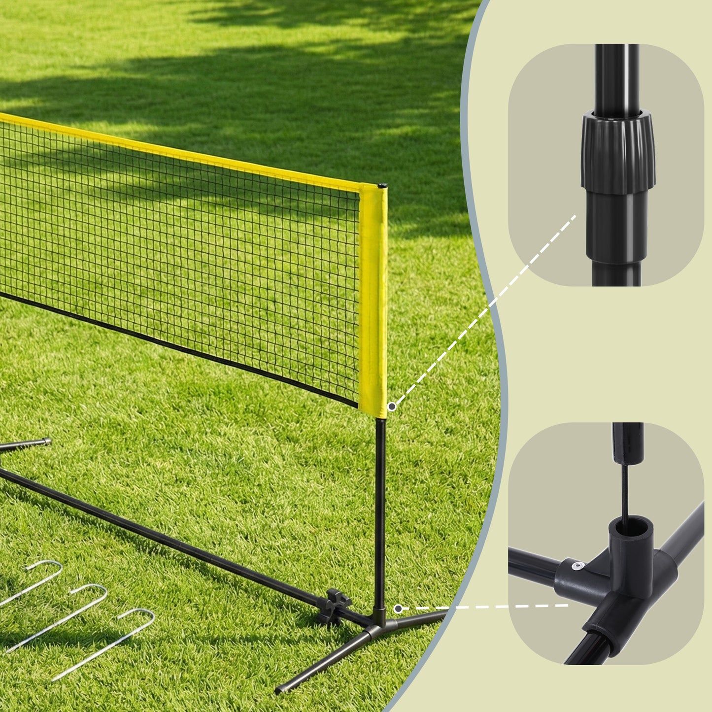Height-Adjustable Portable Sports Net, 10ft Multi-Sport Net for Badminton, Pickleball, Volleyball, Junior Tennis with Foldable Poles & Carry Bag, Yellow
