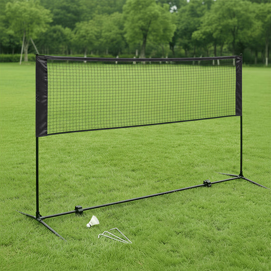Height Adjustable Sports Net for Badminton, Volleyball, Pickleball & Junior Tennis, 16.5ft Wide with Poles, Portable Foldable Design, Includes Carry Bag, Black