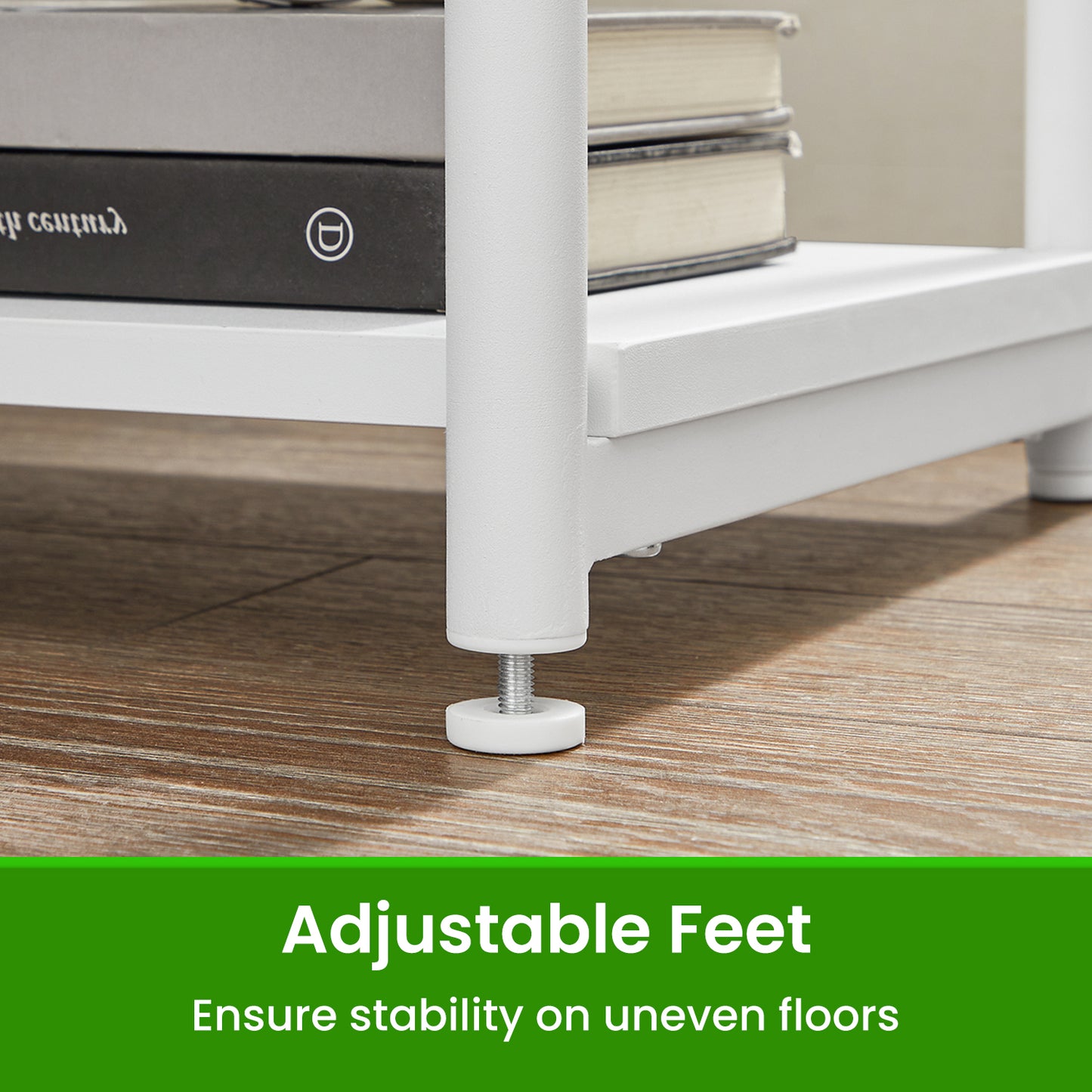 Side Tables Set of 2, Slim Industrial End Tables with 2-Tier Storage, Sturdy Steel Frame & Particleboard, for Living Room,Bedroom,Office, White