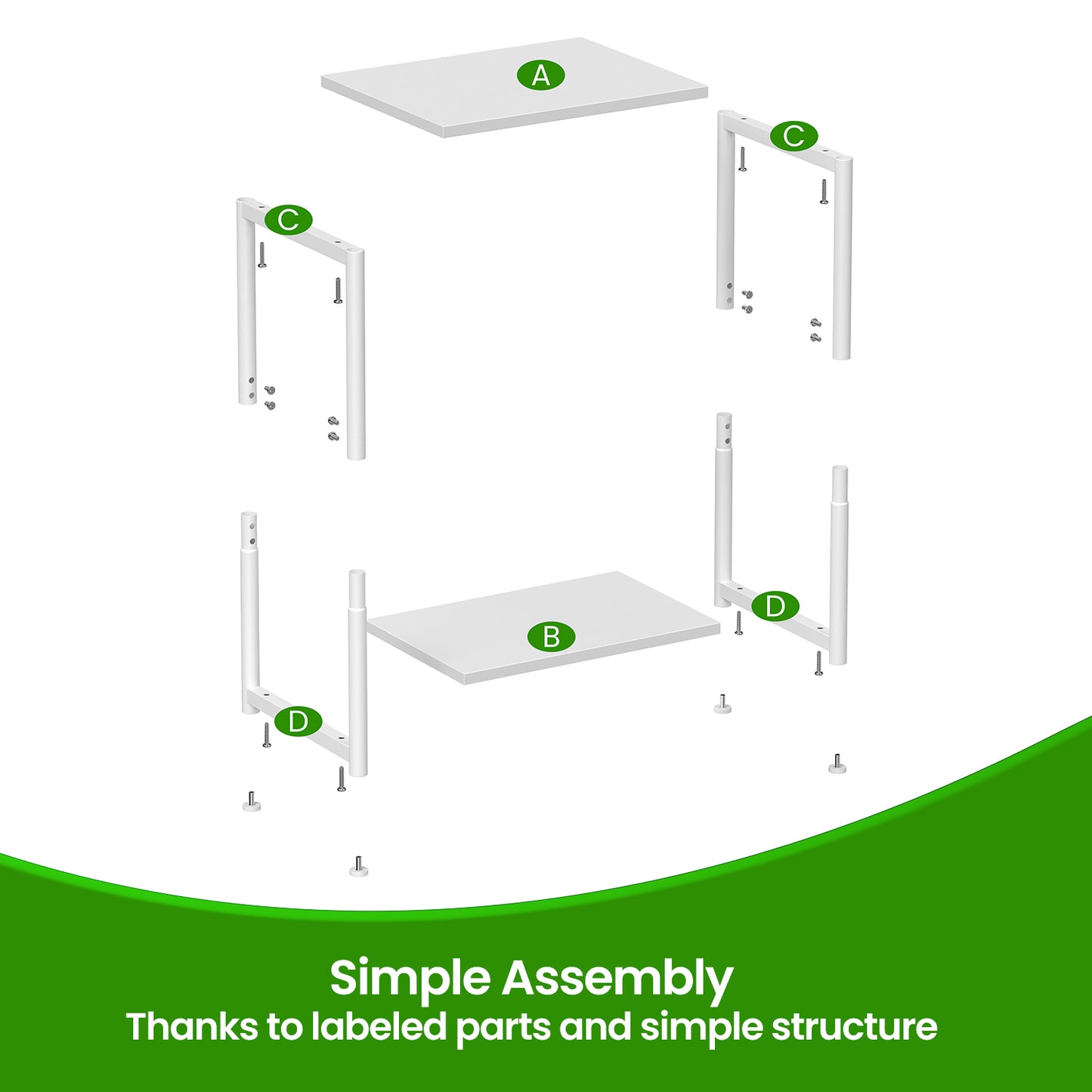 Side Tables Set of 2, Slim Industrial End Tables with 2-Tier Storage, Sturdy Steel Frame & Particleboard, for Living Room,Bedroom,Office, White